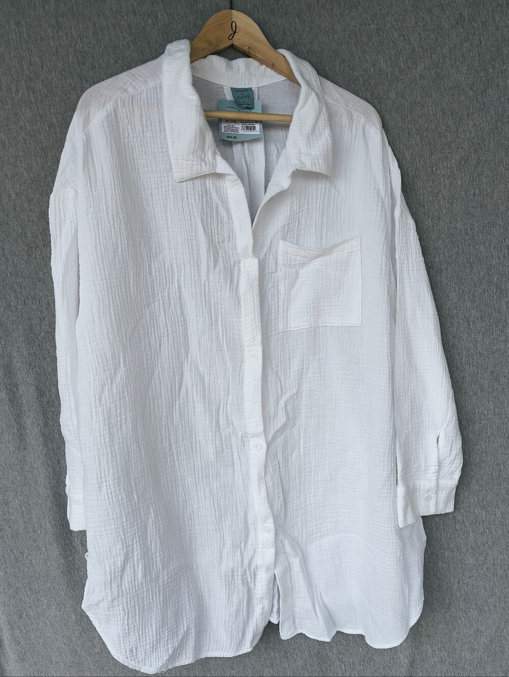 Shade & Shore Gauze Shirtdress Swim Cover‑Up – White XL NWT